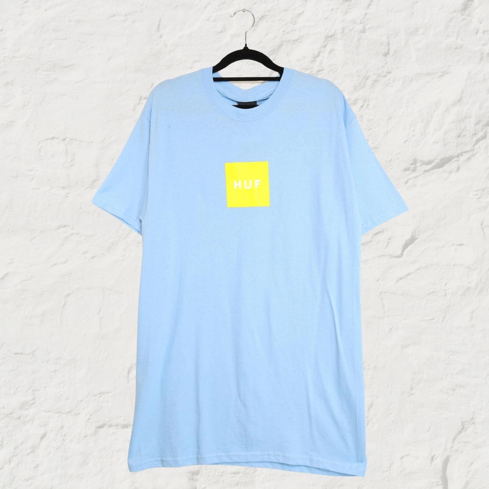 HUF Essentials Box Logo Tee Light Blue Minimal Skate T-Shirt M L