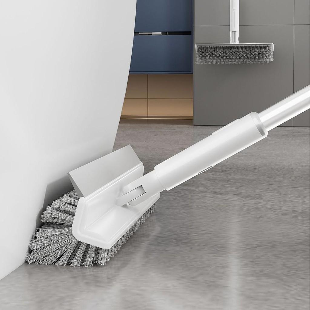 V-Shaped Long Handle Bathroom Floor and Tile Cleaning Brush with Thick Bristles