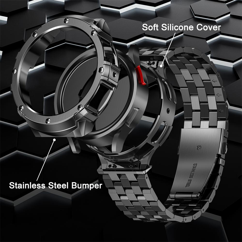 Classic Metal Case+Strap For Samsung Galaxy Watch 5 Pro 45mm Stainless Steel Band Correa Luxury Modification Kit For Samsung Watch 5Pro