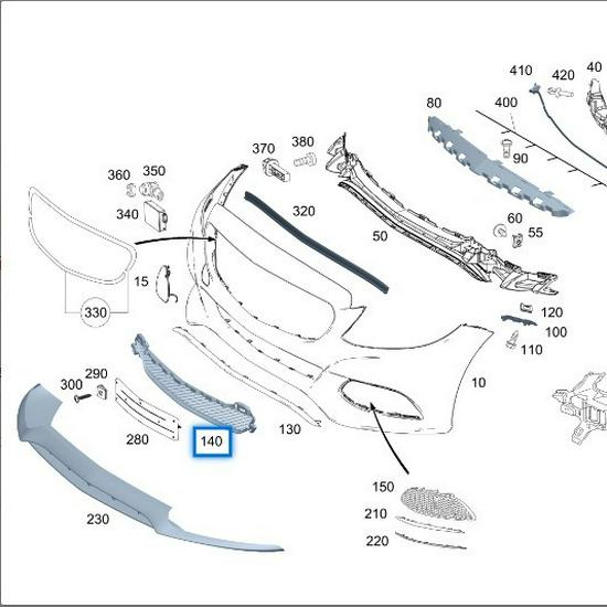 Front Lower Middle Grille for Mercedes-Benz W205 C200