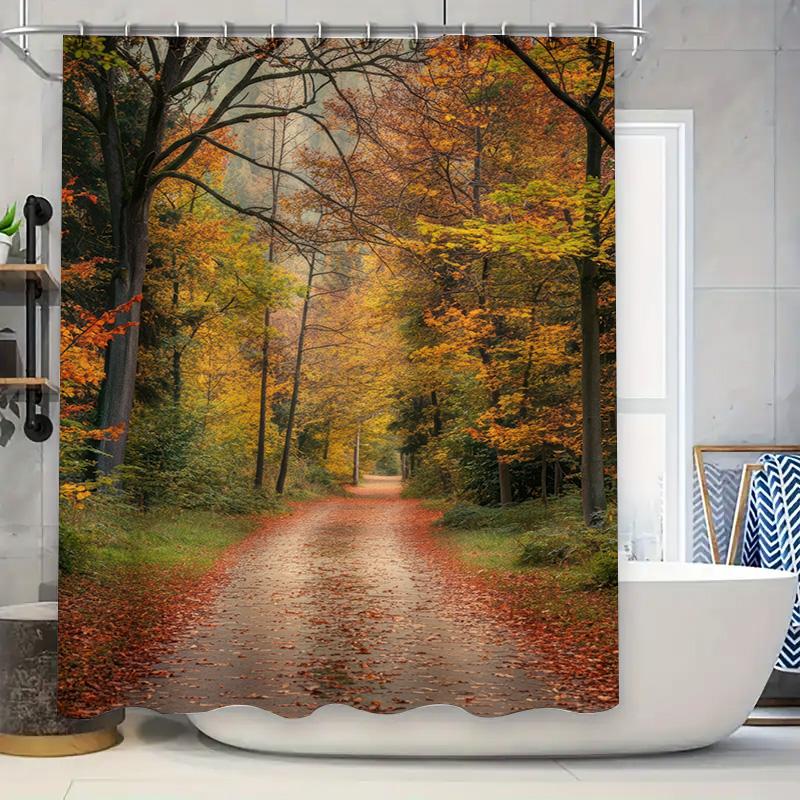

Autumn Forest Bathing Room Shower Curtain Colorful Leaves Print Fabric Waterproof Decorative Bathroom Accessories W60H190(CM)-1 Pcs