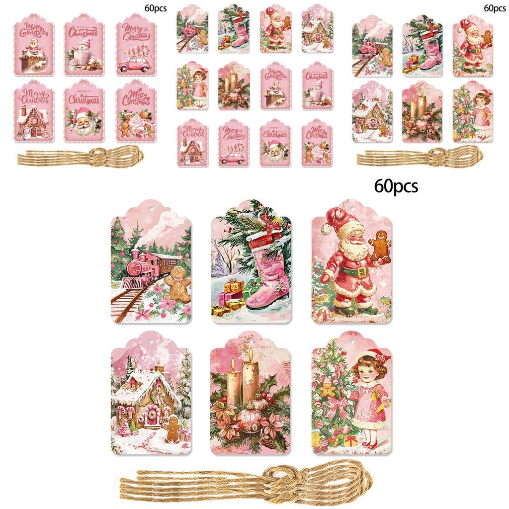 Christmas Party Venue Decor With 60pcs Vintage Paper Gift Tags For Celebrations