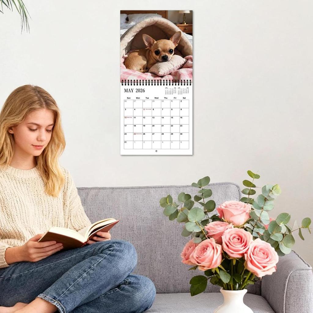 Wall Calendar | Dog,themed Monthly Planner, Monthly Wall Calendar | Suitable For Bedrooms, Schools, Workplaces, Apartments, Dormitories, Hotels