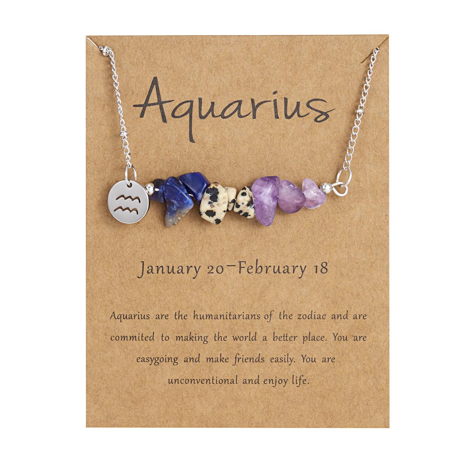 

Stainless Steel 12 Constellation Pendant Necklaces for Women Men Irregular Natural Stone Necklace Party Jewelry Birthday Gift