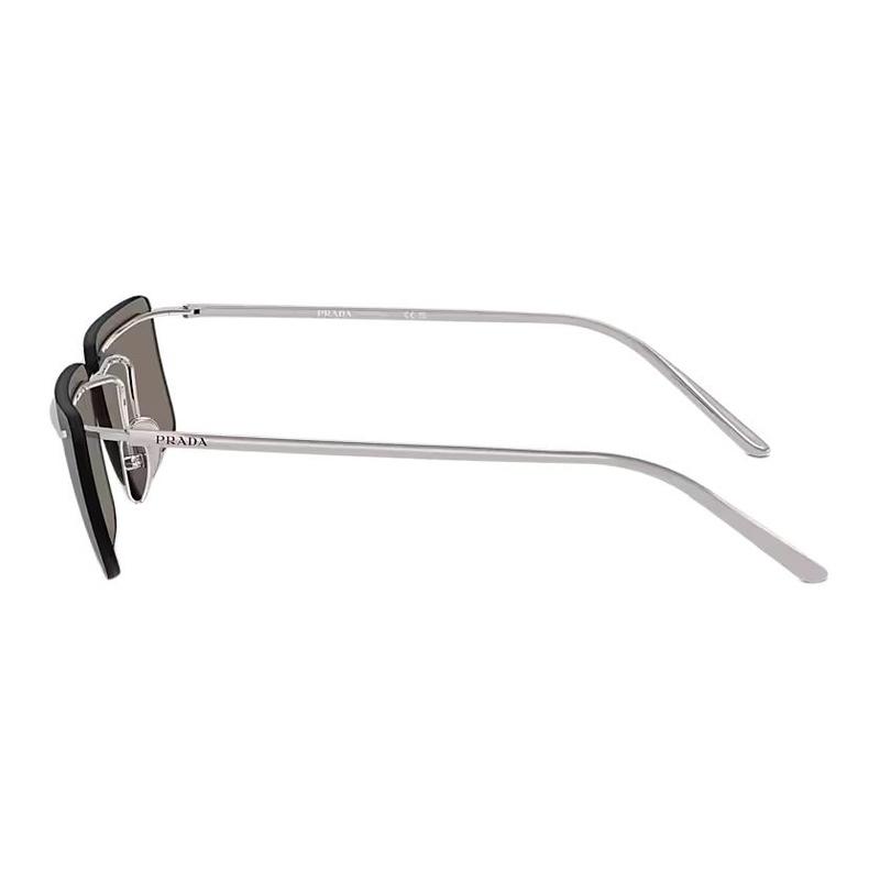 Prada Bold and Avant-garde Style Metal Rectangular Sunglasses Unisex Couple Style Silver