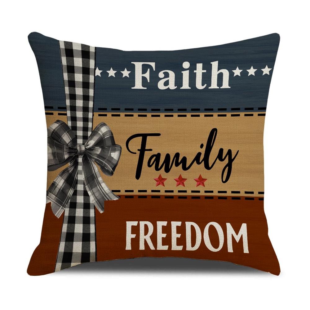 New American Vintage Independence Day Linen Pillow Cover Party Festive Decoration Pillow Cover Living Room Sofa Cushion Cover