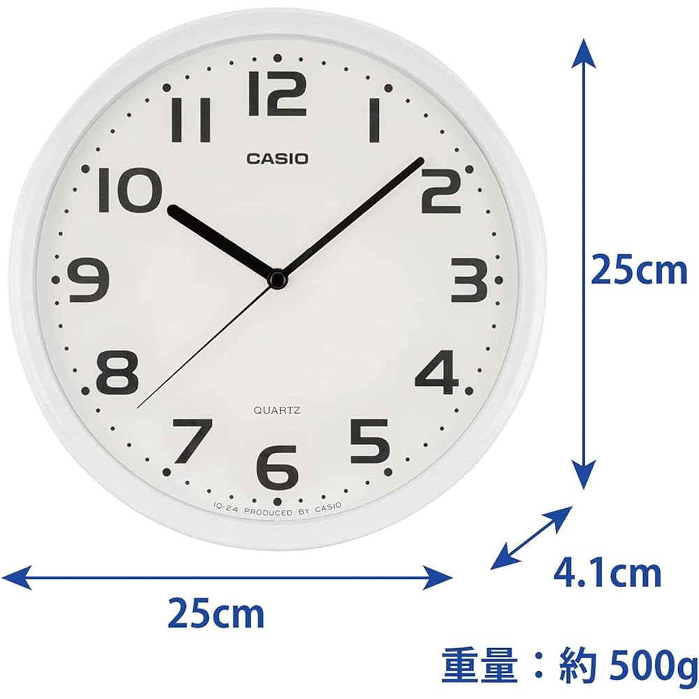 Casio Wall Clock, White, Analog, Standard, Step Second Hand, Simple, IQ-24-7JF