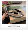 Grape mother of the same style, temperament small square head folds, word with shallow mouth Mary Jane single shoes bag head half drag sandals women