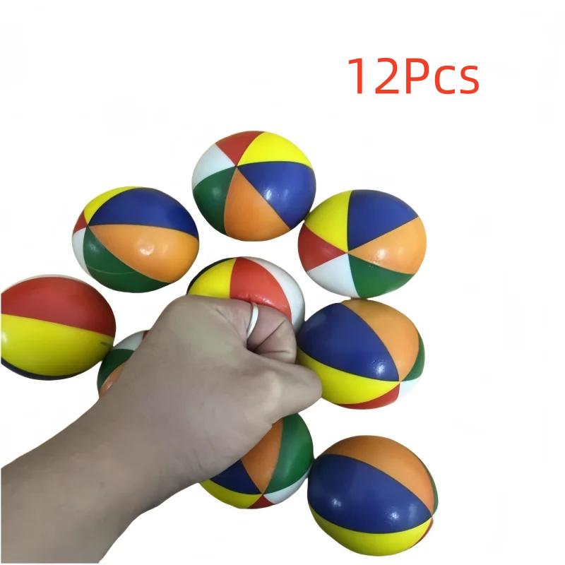 12Pcs Expression Soft Balls Toy Beach Sponge Stress Ball Squeeze Smiley Face Pu Foam For Kids Adult Sports Decompress Toy Ball