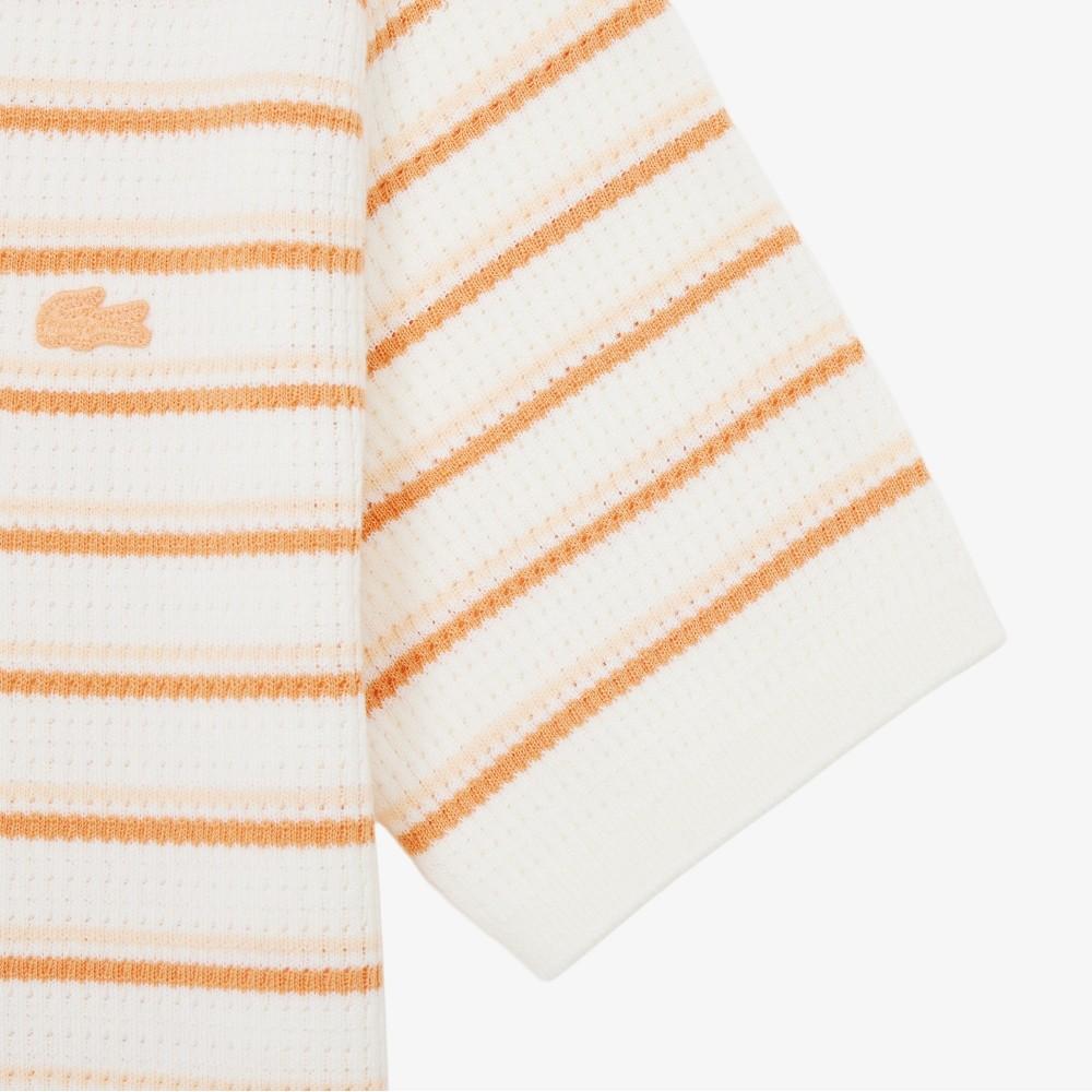 Lacoste Women's Striped Sweater Polo Shirt PF710E-56GIY0