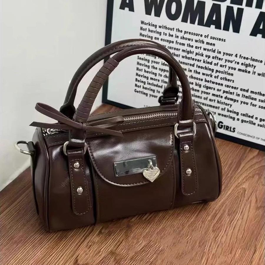 Новая нишевая текстурная сумка для боулинга, милая крутая сумка с бантом, ручная/через плечо светло-коричневого