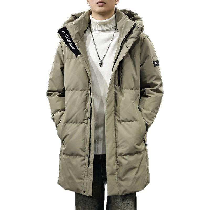 Men's 2025 Winter Hooded Down Jacket, 90% Duck Down, Mid-length, Warm H-Shaped Trendy Coat