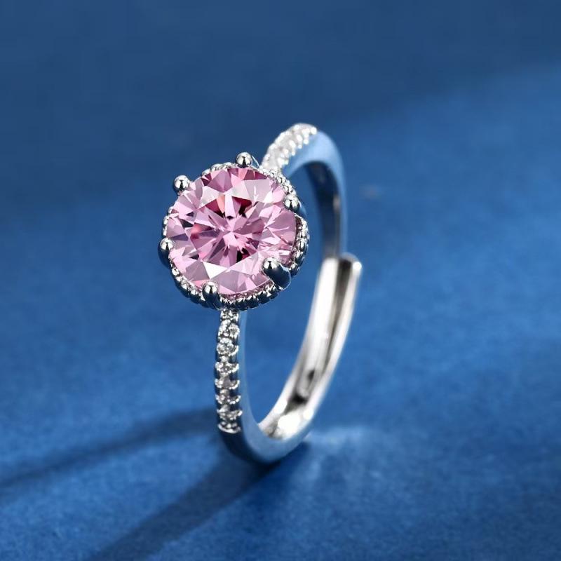 Geometric Moissanite Fashion Ring: 2 Carat Six-Prong Crown Open Ring for Women Adjustable Open