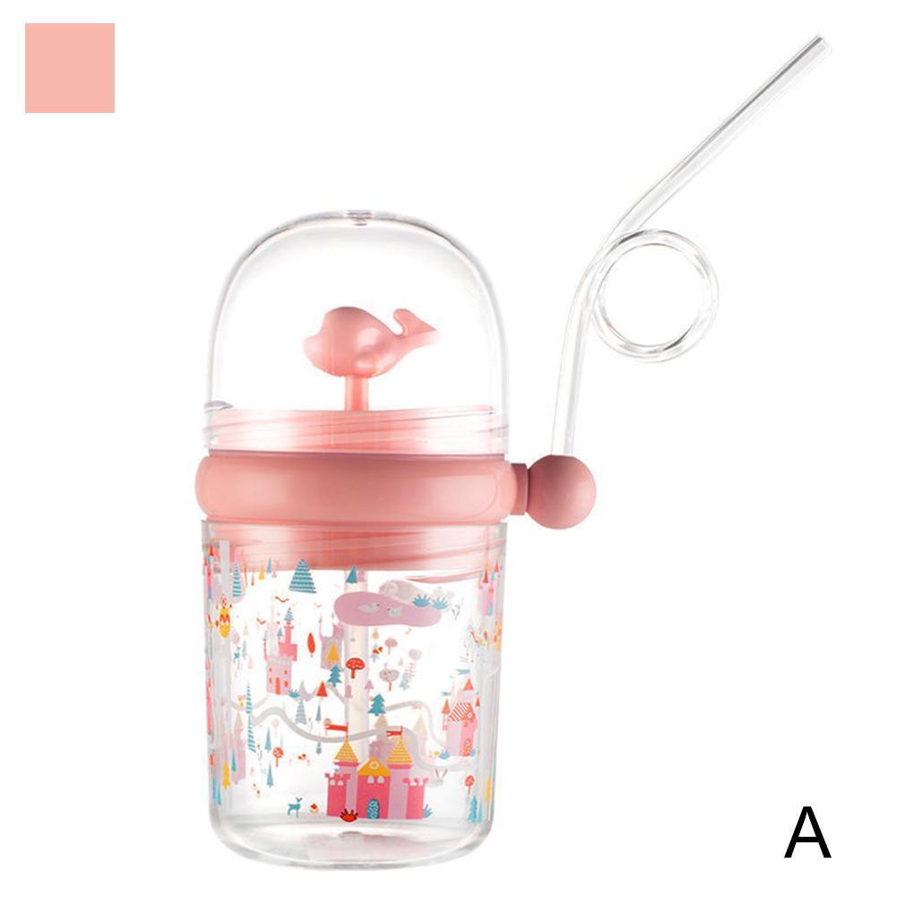 Whale Water Spray Drinking Cup Portable Leakproof Bottles With Straws J7E1