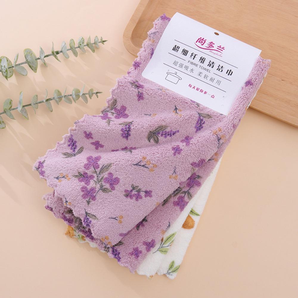 

4 шт. Мягкие впитывающие салфетки для посуды Многоразовые протирочные полотенца Тряпки Кухонные чистящие салфетки Бытовая кухня 03