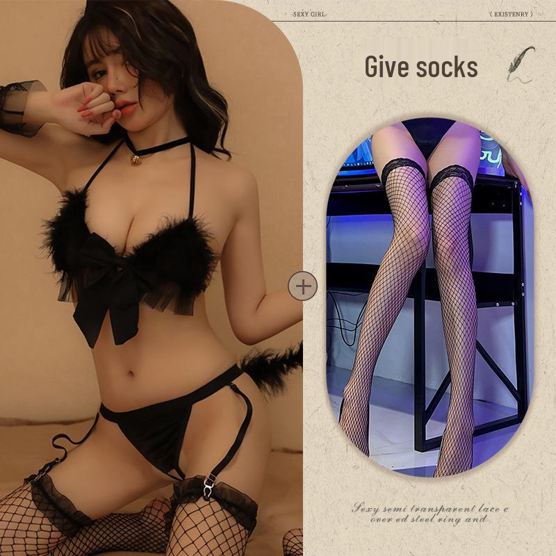 Flirty Lingerie: Catwoman Seductive Bell Robe - Sexy Small Bust Sleepwear Passion Uniform