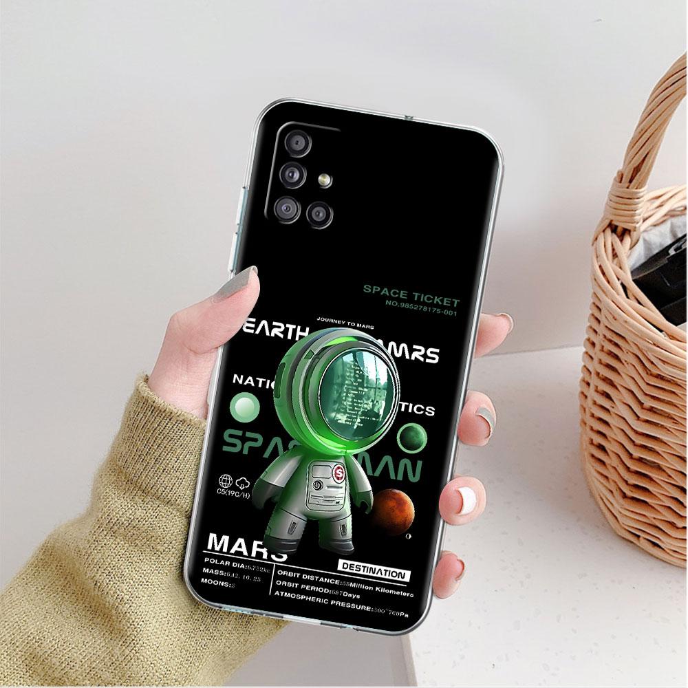 Luxury Astronaut Clear Case For Samsung Galaxy A52 A12 A51 A32 A21s A71 A32 A22 50 A70 A31 A72 5G Phone Cover