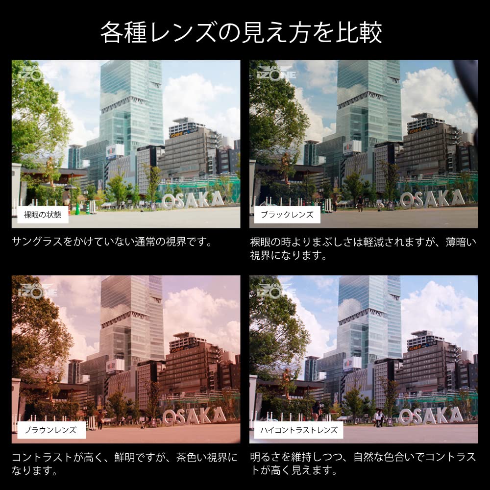 iZONE Polarized Sunglasses Ultra Light UV Protection Driving Fishing Golf [iZONE] Men's ID-P243-HC15 (HC-Clear Gray)