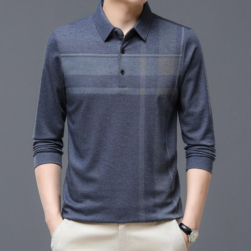 

Middle-aged Long-sleeved T-shirt Men s Casual Loose Spring and Autumn Tops Men s Bottoming T-shirt 3XL сірий