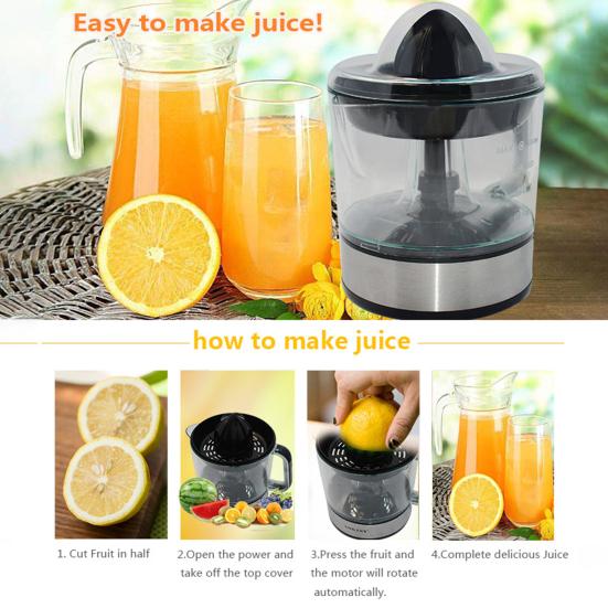 Electric Juicer with Scale Automatic Rotating Motor Non-slip Comfortable Handle EU Plug Low Noise Electric Orange Juicer for Home