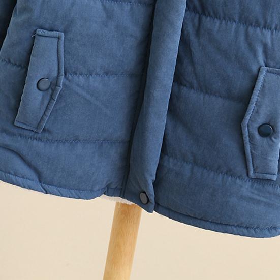 Winter Down Coat Hooded Zipper Solid Color Plush Hat Warm Thick Padded Cardigan Lady Winter Coat for Outdoor