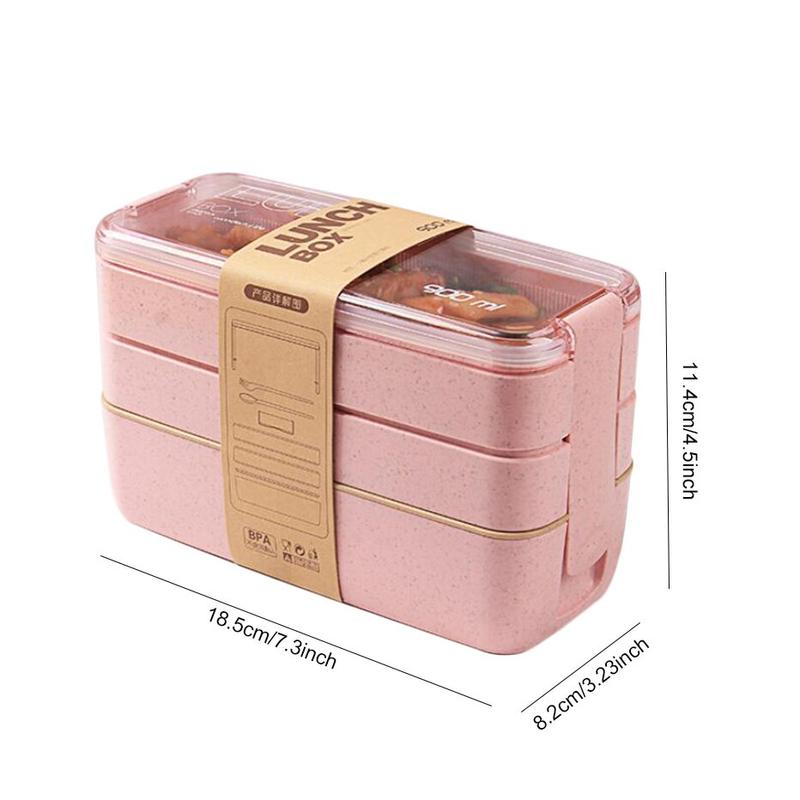 3-layer lunch box 900 ml portable wheat straw bento boxes MICRO-ONT BOX Dishwashers Tableware Food Storage School Office Feeding Container | Breakfast