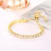 Luxury Jewelry Cubic Zircon Ice Cut Adjustable Chain Bracelet Square Tennis Bracelet for Men Women Unisex