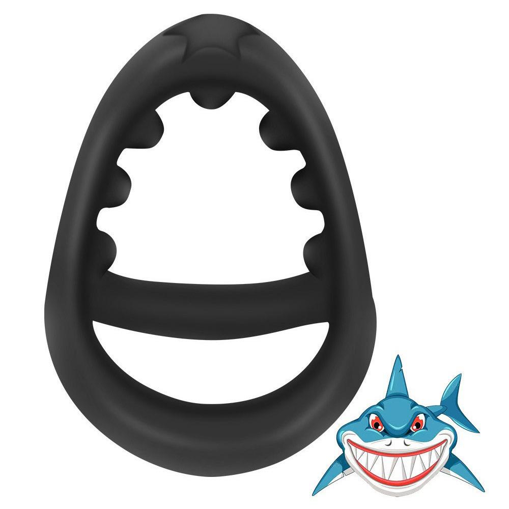 Anneau de sperme en silicone liquide avec tête de requin: Résistance du prépuce chez l'homme. Jouet sexuel pour adulte.