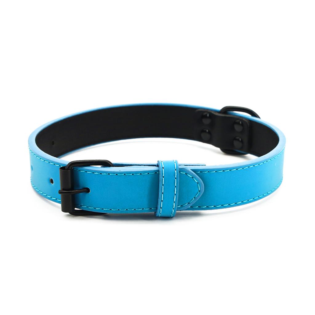 PU Dog Collar Night Reflective Colorful Pet Collars Double Layer Streak-proof Adjustable Dog Collar for Small Medium Large Dogs