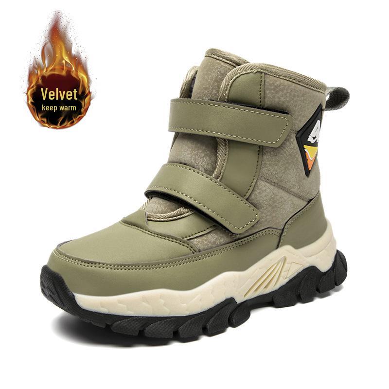

2025 Winter Plus Velvet Warm Kids Non-slip Snow Boots - Northeast Thickened Boys Short Boots 38 оливковий колір