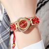 Luxury Rhinestone Women Watches Fashion Heart Dial Woven Strap Ladies Quartz Wristwatch Reloj Mujer