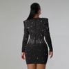 Rochie elegantă, slim fit, cu mânecă lungă și imprimeu de diamante K2926