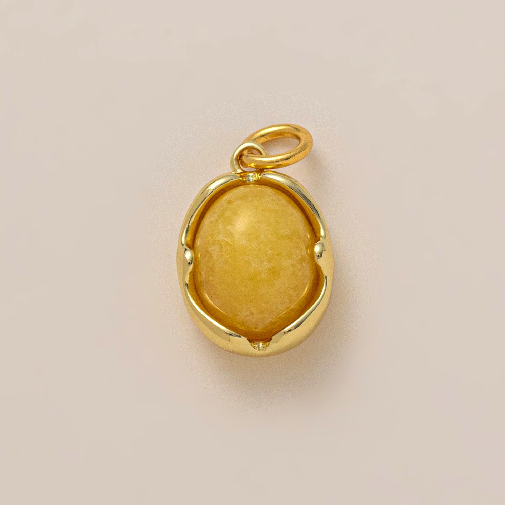 Bohemian Natural Stone DIY Pendant with December Birthstone on 18K Gold-Plated Paperclip Chain