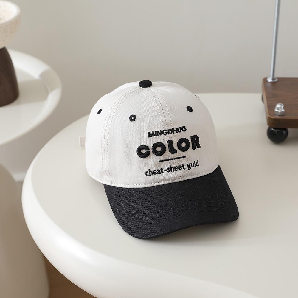 Children's Color Block Baseball Cap: Sun Protection Hat for Boys & Girls - Spring/Summer Patchwork Duckbill Cap with Letter Design.