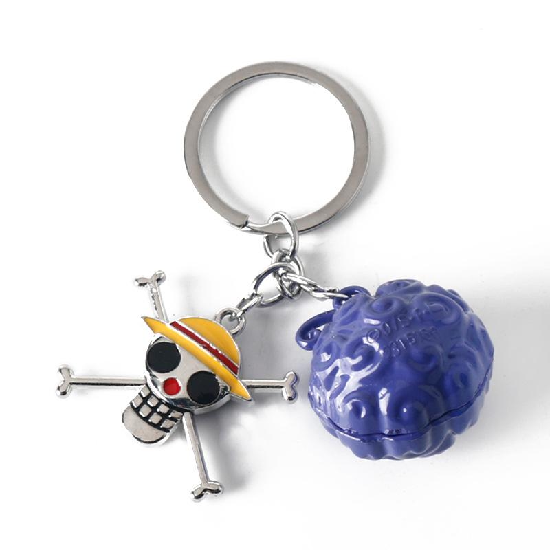 Anime One Piece Devil Fruit Keychain Roronoa Zoro Ace Hat Rubber Fruit Pendant Figure Model Key Ring For Kids Toys Gift