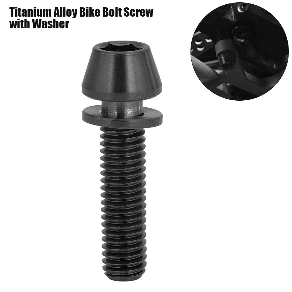 8mm Cycling Tapered Head Bolt Screw Fastener with Washer for Mountain Bike Black M5x20