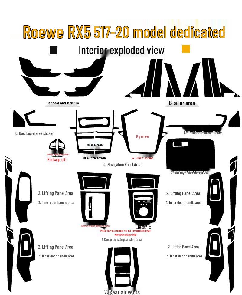 Roewe RX5 MAX Innenraum Modifikationsaufkleber: Mittelkonsole & Schalthebel Dekorfolie