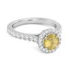 Lemon Quartz Round Halo Accents Ring - 925 Sterling Silver