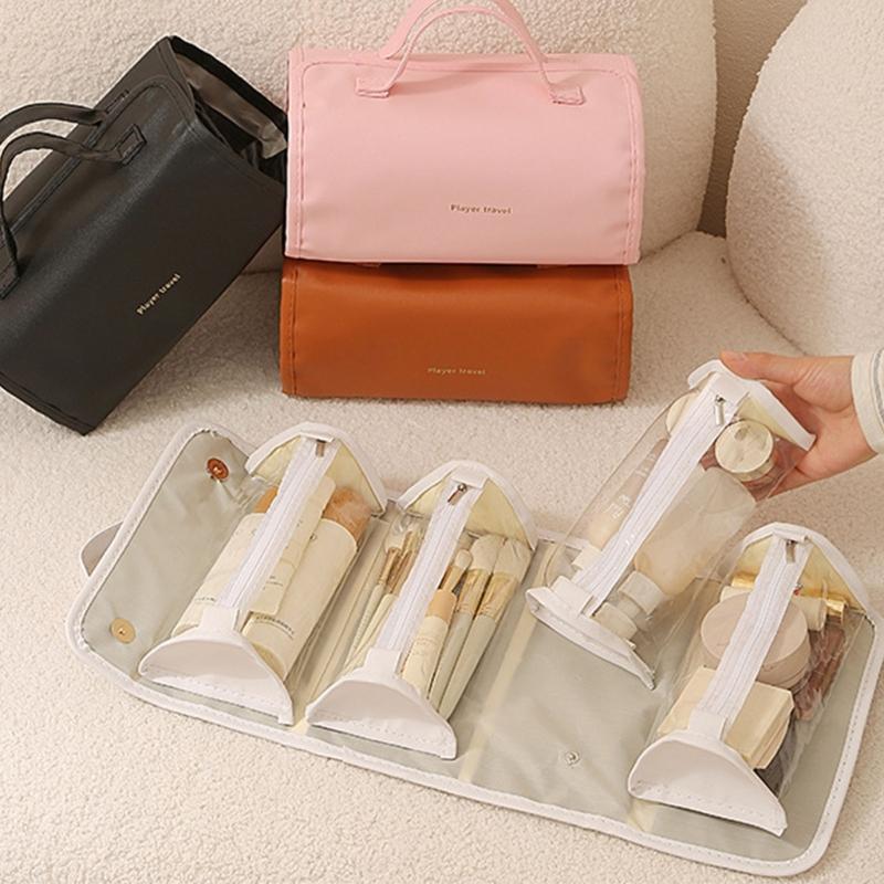 Large Capacity Portable Storage Pouches For Cosmetics Toiletries With Removable Dividers And PVC Materials