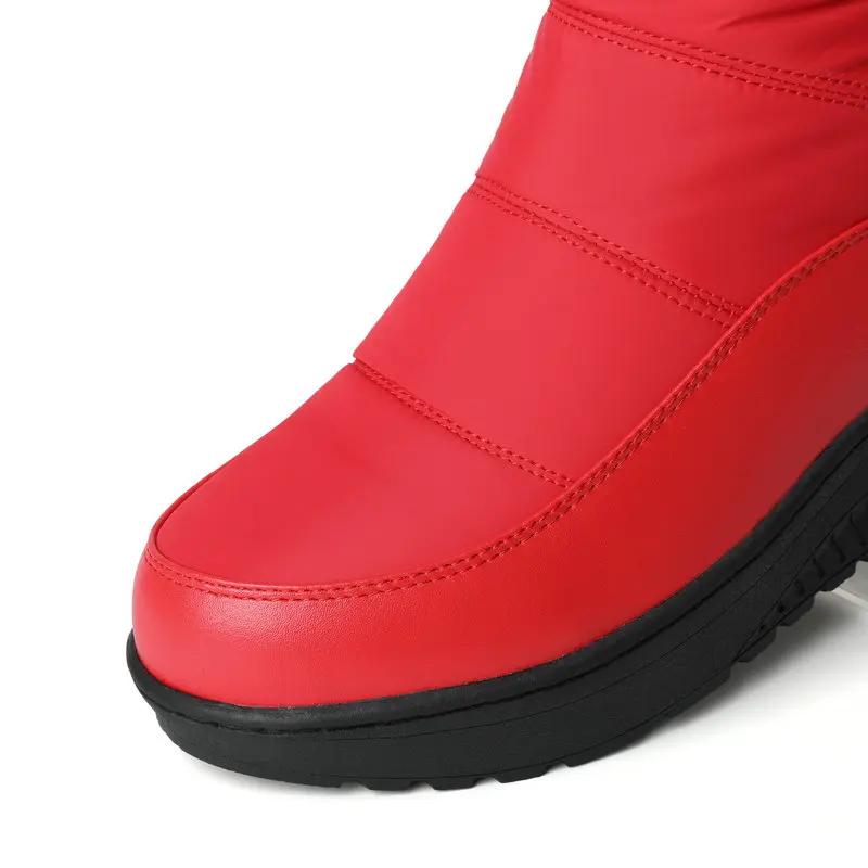 New Forst Winter Snow Boots Women Mid Calf Warm Plush Wedges Shoes Waterproof Down Patchwork PU Buttons Platform Boots