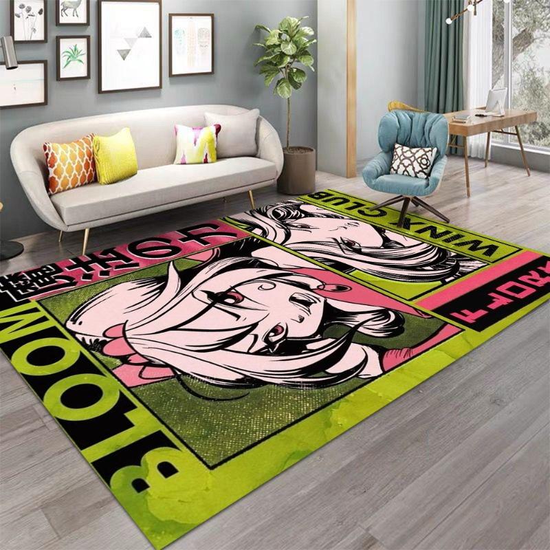 Niedlicher Cartoon-Teppich Faltbarer Abstrakter Bereichsteppich für Wohnzimmer und Schlafzimmer Vintage-inspirierter Raum Rote Matte Poster Heimdekoration
