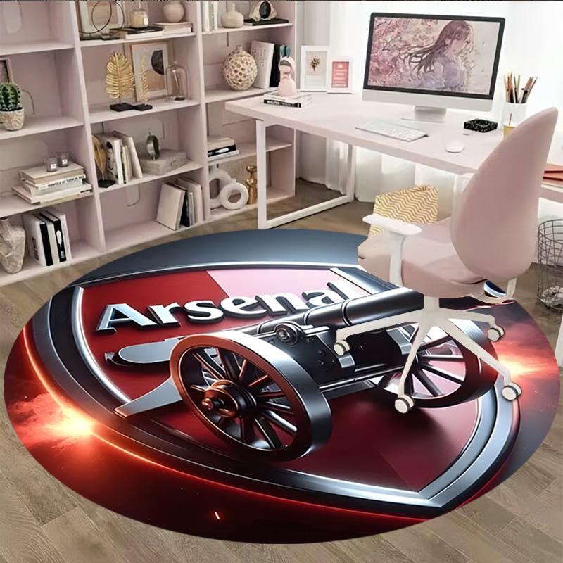 1pc A-Arsenal Carpet, Round Rug, Comfortable, Suitable for Entryways, Living Rooms, Office, And Bedrooms, Christmas Decoration