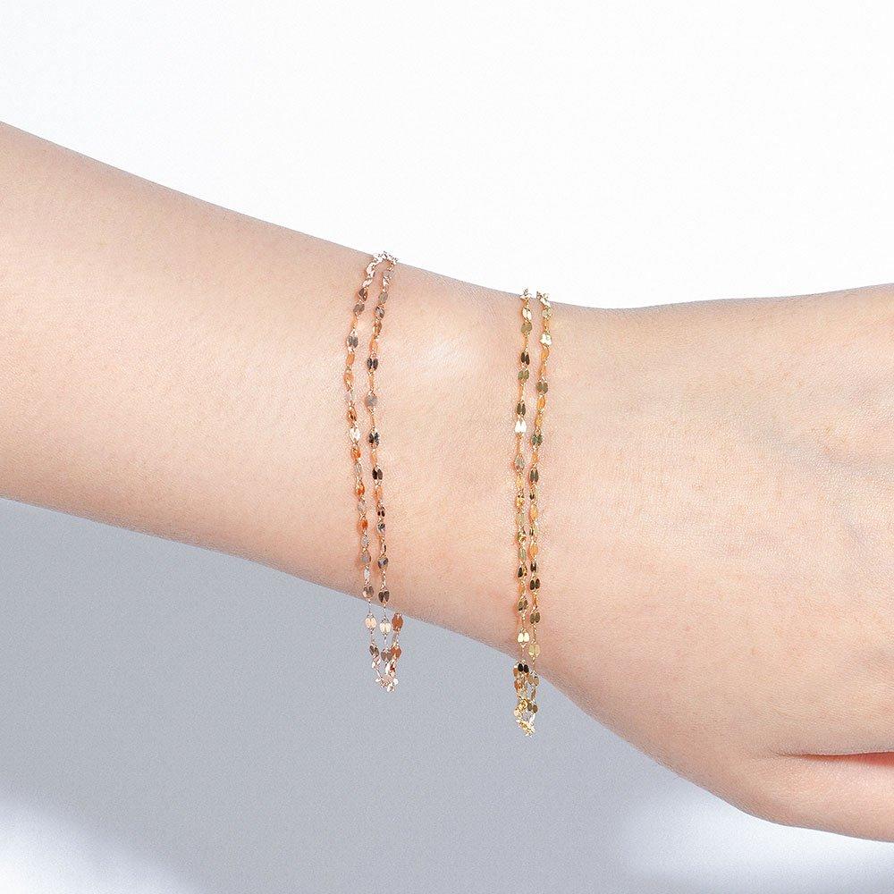 14K Gold Bracelet with Two-row Dragonfly Chain
