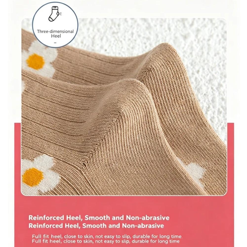 5 Pairs 5 Pairs Pack Kids Crew Socks Floral Print Ruffle Cuff Socks Princess Socks  School Socks