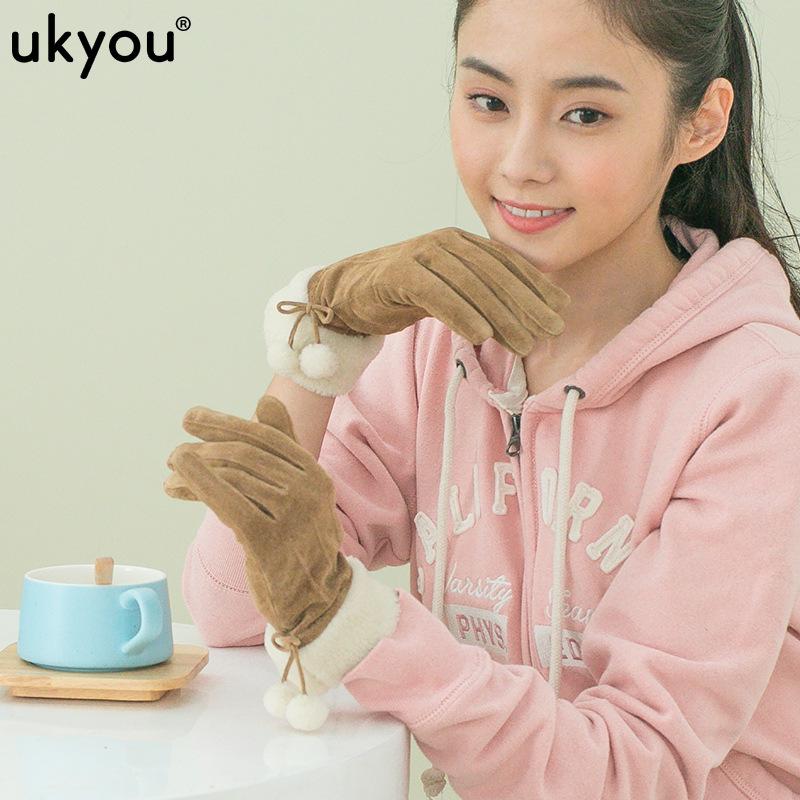 Women's Fleece-Lined Leather Cycling Gloves - Warm, Touchscreen-Ready, Perfect Christmas Gift