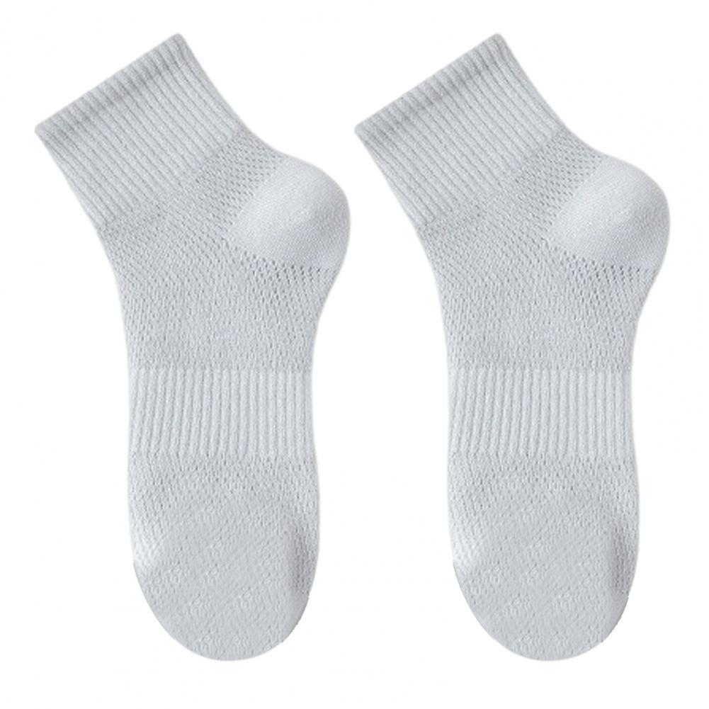1 Pair Men Cotton Socks Mid-tube No Odor Thin Mesh Solid Color High Elasticity Anti-slip Sweat-absorption Anti-shrink Sports Fou
