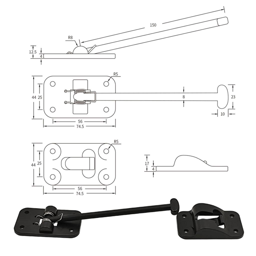6 zoll Tür Latch Halter Fangen für Anhänger Camper Ersatz T-Stil Tür Halten Haken Kunststoff Fangen Latch Halter