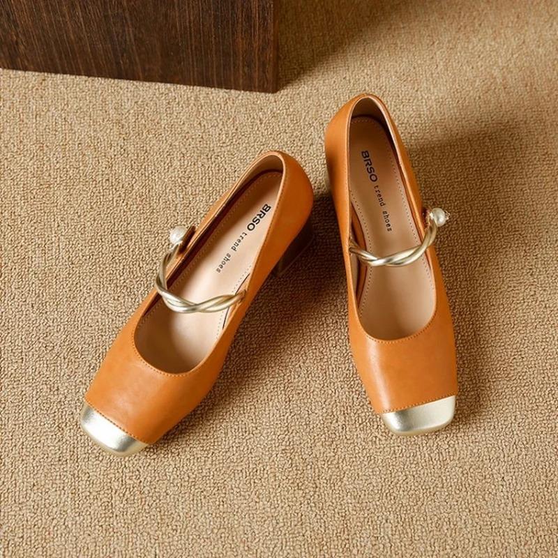 Shoes Female  Fashion Square Toe Women's Pumps Autumn Shallow Mixed Colors Outdoor Casual Chunky Heels Office Ladies Shoes