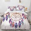 Dream Catcher Duvet Cover Set Colourful Feather Red Flower Romantic Theme Comforter Cover King Full Size for Kid with Pillowcase