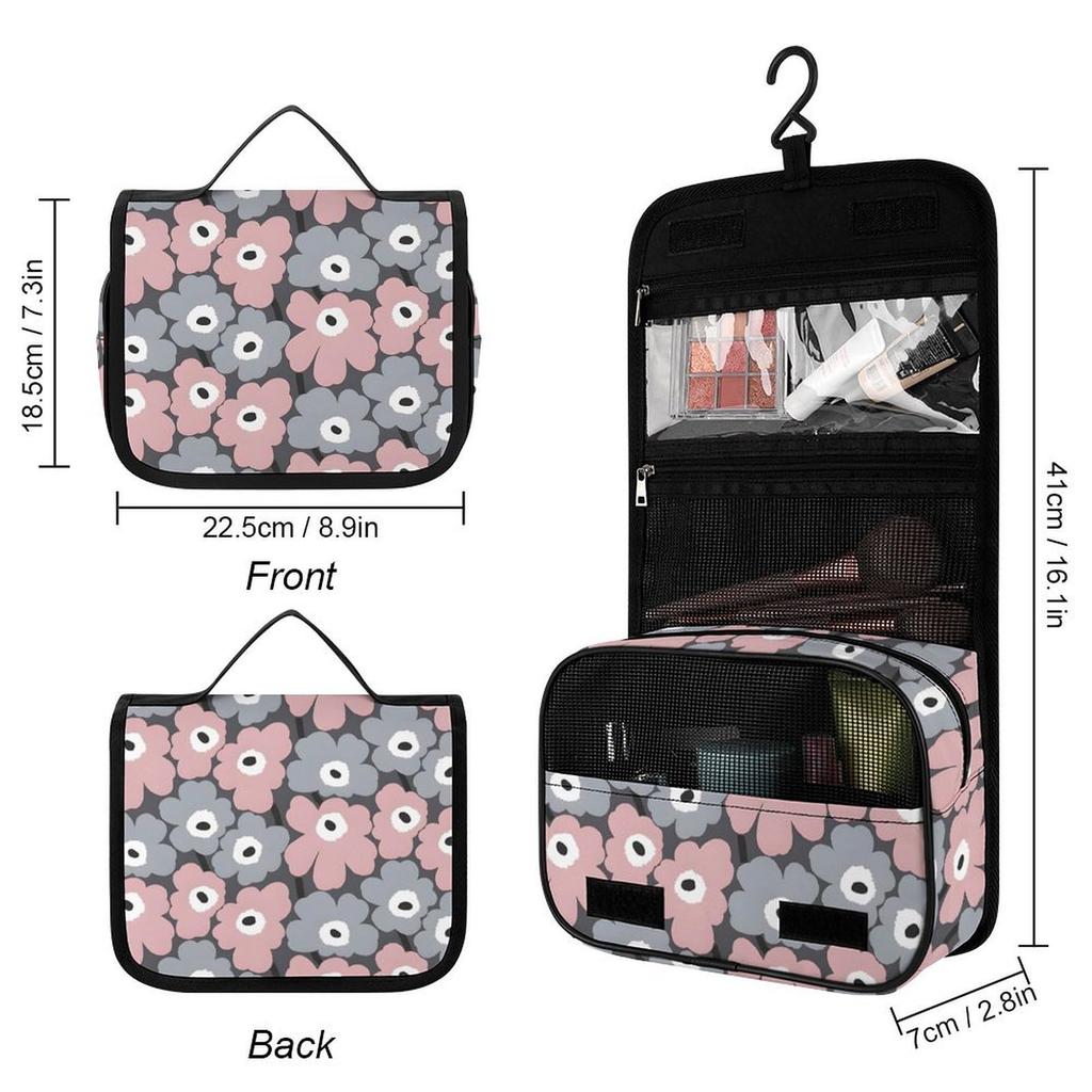 Floral Toiletry Pouch with Hanging Hook for Toiletries and Travel Small Item Perfect for Business and Outdoor Cute and Stylish Character Design